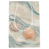 Strandhuis Zeeschelp Patroon Medium Cadeauzakje (Voorkant)