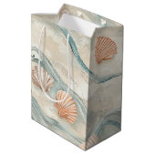 Strandhuis Zeeschelp Patroon Medium Cadeauzakje (Achterkant Gekanteld)