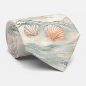 Strandhuis Zeeschelp Patroon Stropdas (Opgerold)