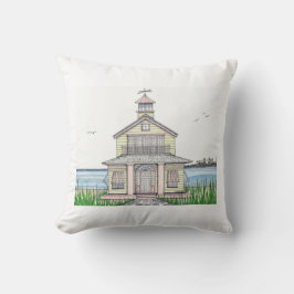 Strandhuisje kussen met witte achterkant