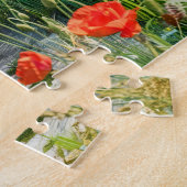 Strandhuisje met duinen en klaprozen legpuzzel (Zijkant)