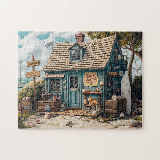 Strandhuisje Schelpen Winkel Beachcomber Kust Cott Legpuzzel (Horizontaal)