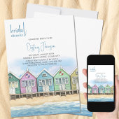 Strandhuisjes Aquarel Zeefront Bruidsdouche Kaart