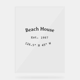 Strandhuisjes. Datum jaar aangepaste coördinaten t Acryl Bord