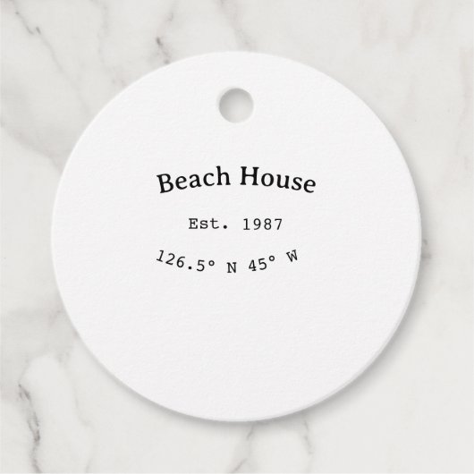 Strandhuisjes. Datum jaar aangepaste coördinaten t Bedankjes Labels (Voorkant)