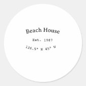 Strandhuisjes. Datum jaar aangepaste coördinaten t Ronde Sticker (Voorkant)