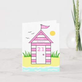 Strandhut 21ste verjaardagskaart kaart