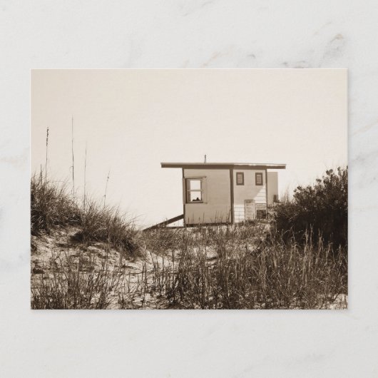 Strandhut in Sepia Briefkaart (Voorkant)