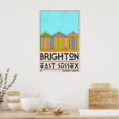 Strandhut Muur Kunst Brighton Zeerij Rij - Midden Poster (Keuken)