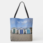 Strandhutten blauwe luchten en engels strand tote bag (Achterkant)