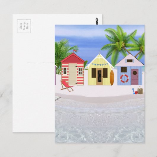 STRANDHUTTEN BRIEFKAART (Voorkant / Achterkant)