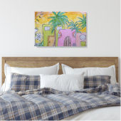 Strandhutten Gouden luchten Canvas Afdruk (Insitu (Slaapkamer))