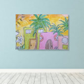 Strandhutten Gouden luchten Canvas Afdruk (Insitu (Houten vloer))