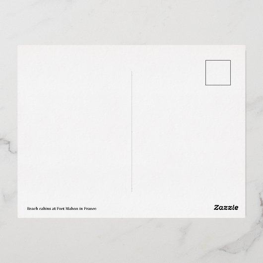 Strandhutten in Fort Mahon in Frankrijk Folie Feestdagen Briefkaart (Achterkant)