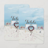 Strandhuwelijk, bloemengaanderij tafelkaart kaart (Voorkant / Achterkant)