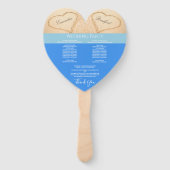 Strandhuwelijk 'Hearts' ceremonieprogramma Oceanbl Handwaaier (Achterkant)