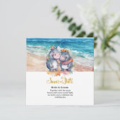 Strandhuwelijk met nijlpaar save the date (Staand voorkant)