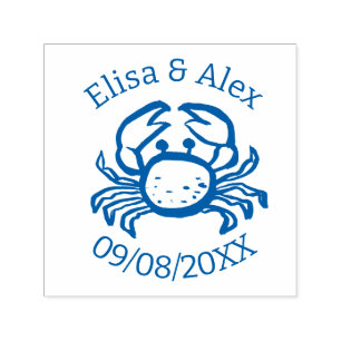 Strandhuwelijk met schelpen Schattige KREEFT OP BE Zelfinktende Stempel