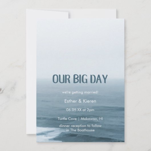 Strandhuwelijk 'Onze Grote Dag' Uitnodiging (Voorkant)