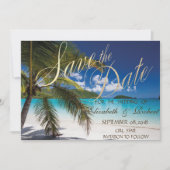 Strandhuwelijk, Palmen, Zand Save The Date (Voorkant)