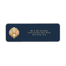 Strandhuwelijk schelp adresstickers