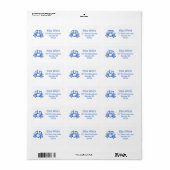 Strandhuwelijk Schelp Blauw Wit MAATWERK Etiket (Full Sheet)