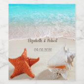Strandhuwelijk Schelpen Wijn Etiket (Enkel label)