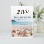Strandhuwelijk,Zand,Schelpen RSVP Kaart (Staand voorkant)