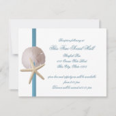 Strandhuwelijk zanddollar en zeester receptie kaart (Voorkant)