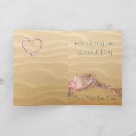 Strandhuwelijk Zandige Kust Bedankkaart (Binnen)