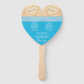 Strandhuwelijkprogramma 'Hearts' blauw Handwaaier (Achterkant)