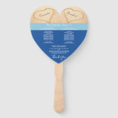 Strandhuwelijkprogramma 'Hearts' Oceaanblauw Handwaaier (Achterkant)