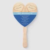 Strandhuwelijkprogramma 'Hearts' Oceaanblauw Handwaaier (Voorkant)