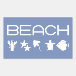 Strandiconen Mariene Zeedieren Monochroom Donker Rechthoekige Sticker