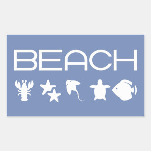 Strandiconen Mariene Zeedieren Monochroom Donker Rechthoekige Sticker