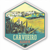 strandillustratie Algarve Carvoeiro Portugal Sticker (Voorkant)