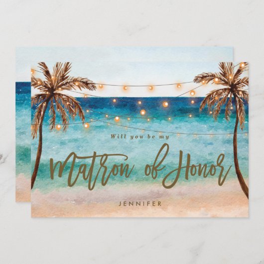 strandje wordt mijn matron van het eervoorstel bedankkaart (Voorkant / Achterkant)