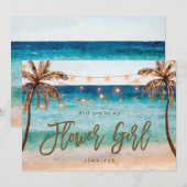 strandje wordt mijn voorstel voor een bloemmeisje bedankkaart (Voorkant / Achterkant)