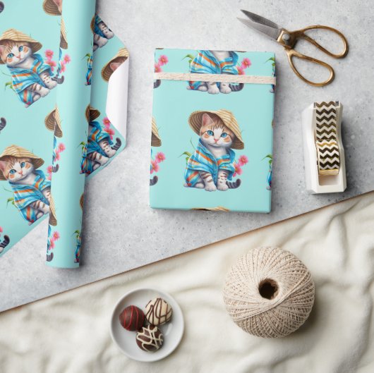 Strandjutterende kat  cadeaupapier (Crafts)