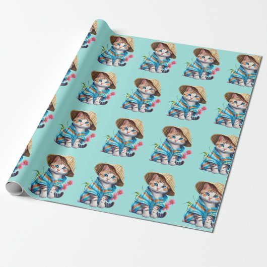 Strandjutterende kat cadeaupapier (Uitgerold)