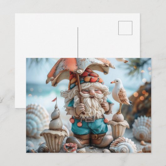 Strandkabouter met een paraplu briefkaart (Voorkant / Achterkant)