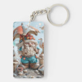 Strandkabouter met een paraplu sleutelhanger (achterkant)
