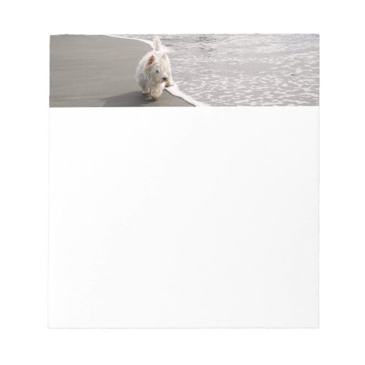 Strandkammen Witte Westie Hond Foto Stationery Notitieblok (Voorkant)