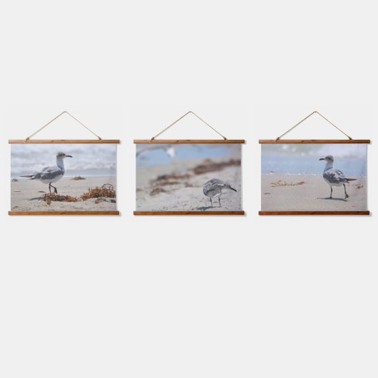 Strandkammen Zeemeeuwen Fotografische Kustlijn Hangend Wandkleed (Driedubbel)