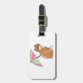 Strandkat met roze en groene paraplu bagagelabel (Voorkant verticaal)