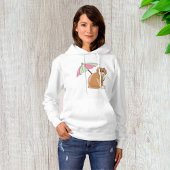 Strandkat met roze en groene paraplu hoodie