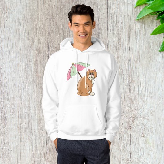 Strandkat met roze en groene paraplu hoodie