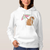 Strandkat met roze en groene paraplu hoodie (Voorkant)
