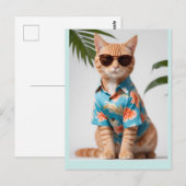 STRANDKAT MET ZONNEBRIL BRIEFKAART (Voorkant / Achterkant)