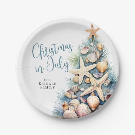 Strandkerst in juli papieren bordje (Voorkant)